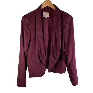 LOFT Women's Open Front Blazer Jacket Burgundy Size Small Career Office Siren